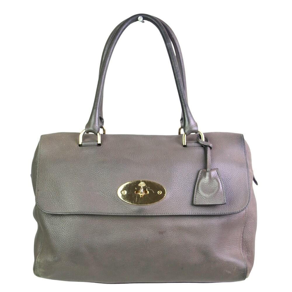 ROOMY Mulberry MUSHROOM GRAY GENUINE LEATHER ZIP TOP SHOULDER BAG HANDBAG PURSE